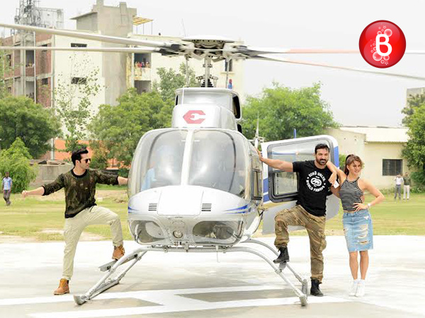 PICS: John Abraham and Varun Dhawan do the 'Dishoom' stunt at a promotional event
