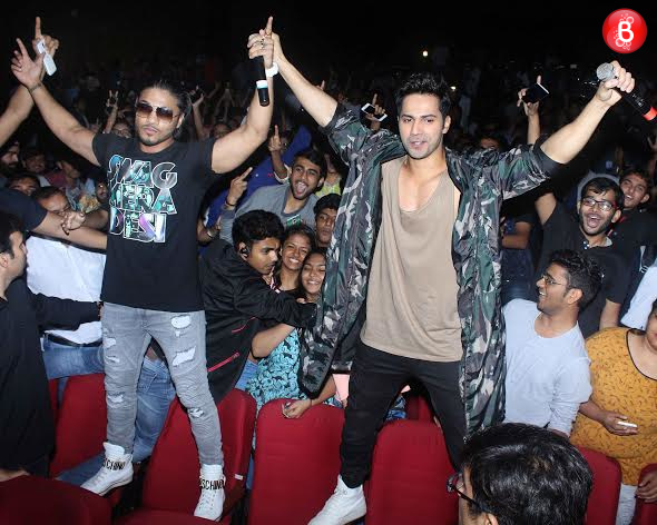 Varun Dhawan and Raftaar promote 'Dishoom' at Mithibai College
