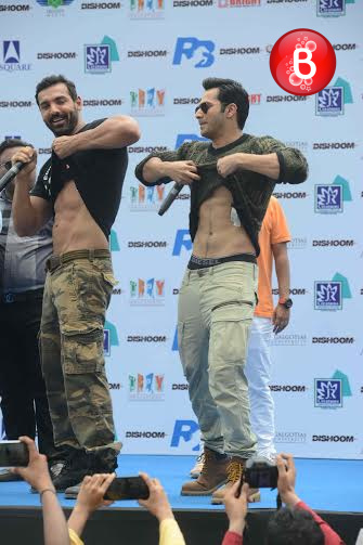 John Abraham and Varun Dhawan at 'Dishoom' movie promotions