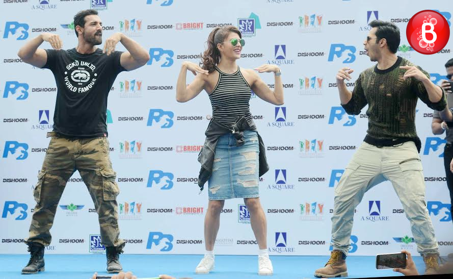 John Abraham, Varun Dhawan and Jacqueline Fernandez at 'Dishoom' movie promotions