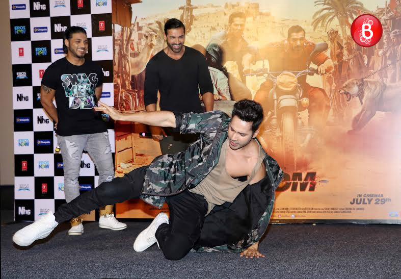 John Abraham and Varun Dhawan at 'Dishoom' promotions event