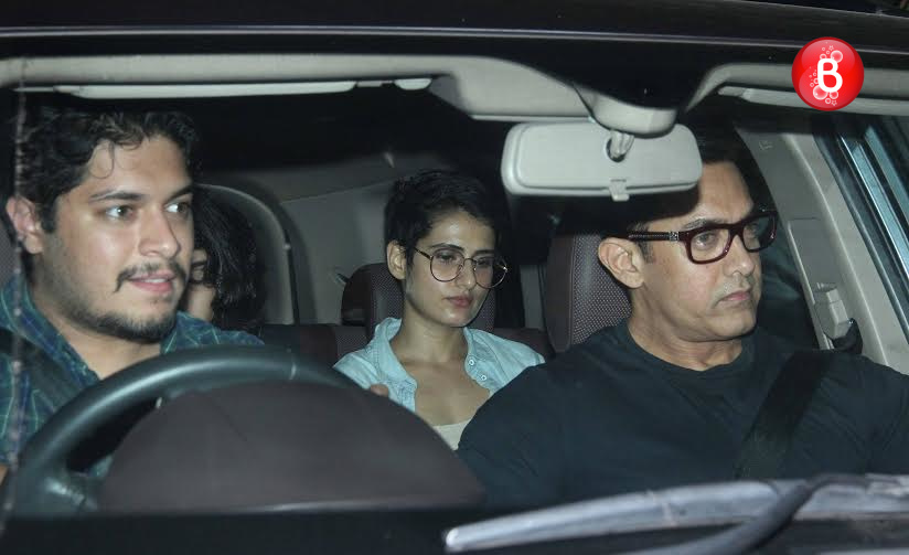 Aamir Khan, Junaid and Fatima Sana Shaikh at 'Sultan' screening
