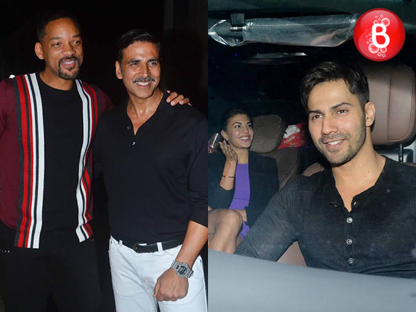 Varun Dhawan, Jacqueline Fernandez and Will Smith at Akshay Kumar's success party