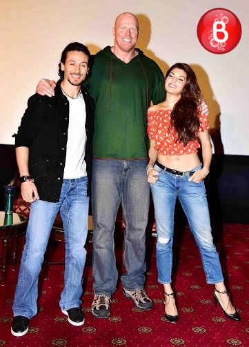 Tiger Shroff, Nathan Jones and Jacqueline Fernandez at promotions of 'A Flying Jatt'
