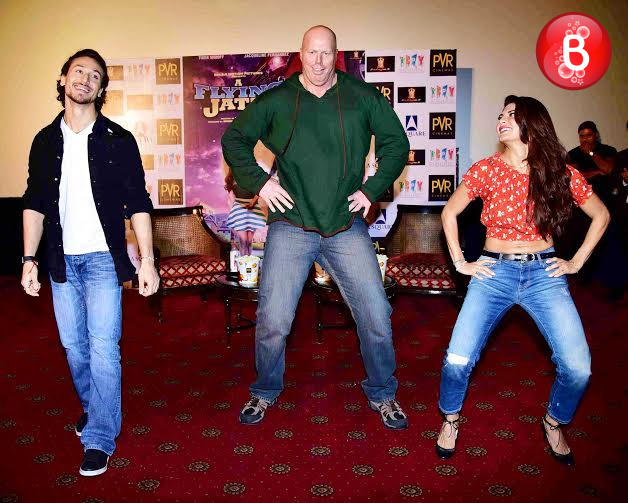 Tiger Shroff, Nathan Jones and Jacqueline Fernandez at promotions of 'A Flying Jatt'