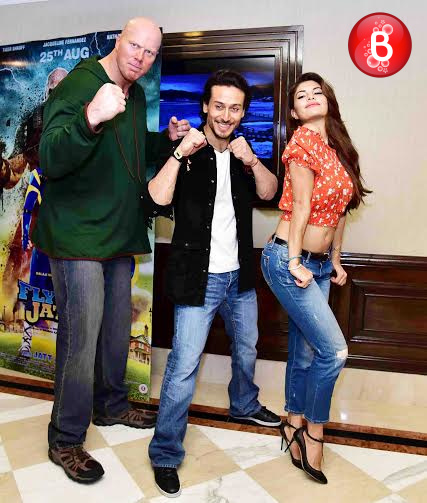 Tiger Shroff, Nathan Jones and Jacqueline Fernandez at promotions of 'A Flying Jatt'