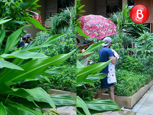 Shahid Kapoor and Mira Rajput are snapped with their newborn daughter