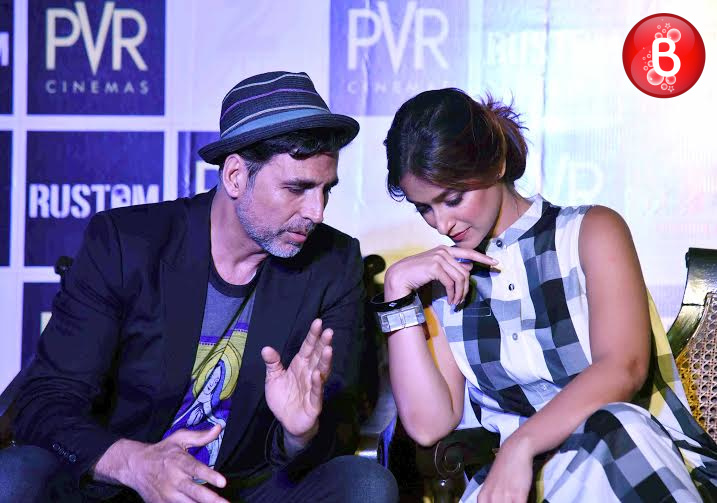 Akshay Kumar and Ileana D'Cruz at promotions of 'Rustom'
