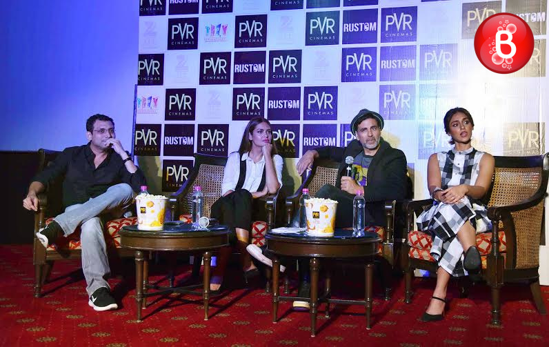 Akshay Kumar, Ileana D'Cruz and Esha Gupta at promotions of 'Rustom'