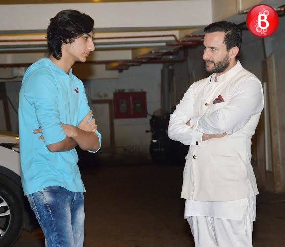 Saif Ali Khan at his birthday bash with Ibrahim Ali Khan