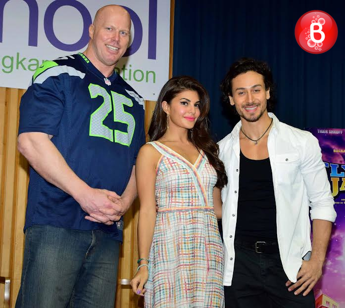 Tiger Shroff, Nathan Jones and Jacqueline Fernandez at promotions of 'A Flying Jatt'