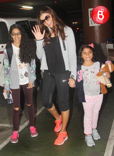 Sushmita Sen is snapped at airport with her daughters Renee and Alisah