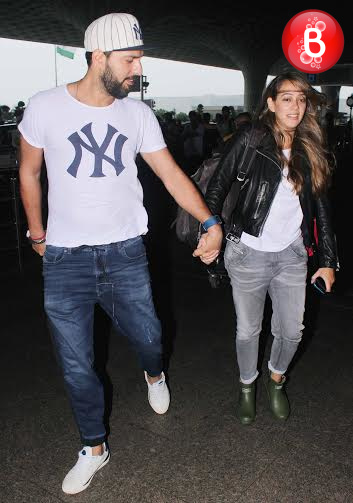 Yuvraj Singh and Hazel Keech snapped together at Mumbai airport