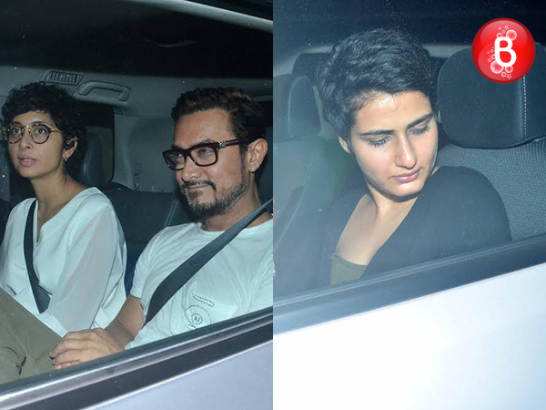 Aamir Khan, Kiran Rao and Fatima Sana Shaikh snapped after a movie outing