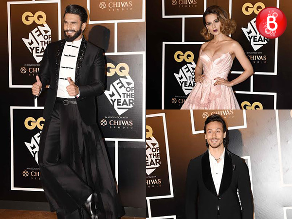 Ranveer Singh, Kangana Ranaut and Tiger Shroff at GQ Awards 2016 event