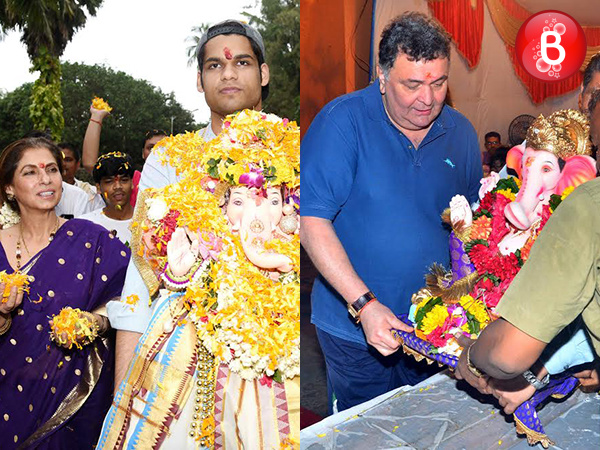 Rishi Kapoor and Dimple Kapadia snapped while Ganpati Visarjan