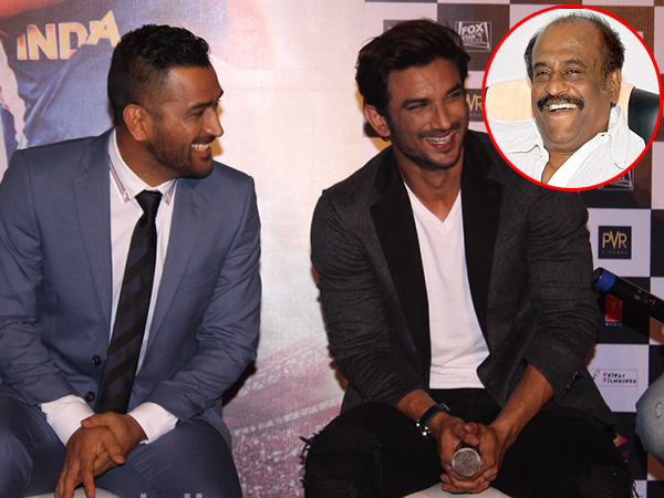 Sushant Singh Rajput and MS Dhoni are all smiles after meeting Thalaiva Rajinikanth