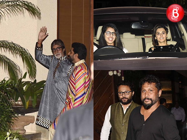 Taapsee Pannu and Shoojit Sircar at Amitabh Bachchan's 74th birthday party