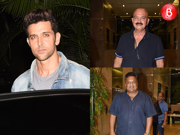 Rakesh Roshan, Hrithik Roshan and Sanjay Gupta are snapped after a special preview of 'Kaabil' trailer