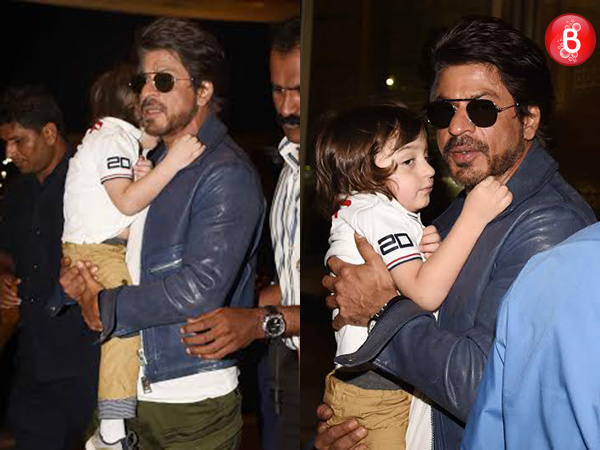 Shah Rukh Khan and AbRam are snapped heading to Delhi at Mumbai airport