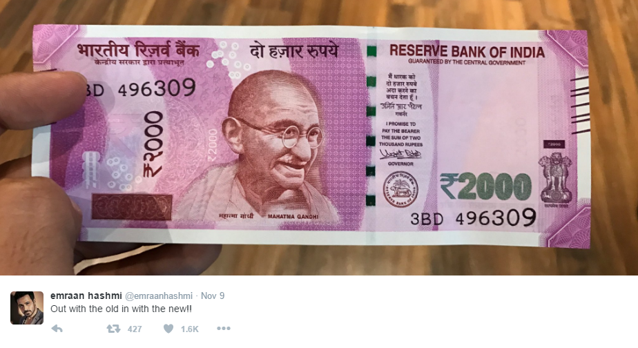 Emraan Hashmi reaction to the new 2000 rupee note