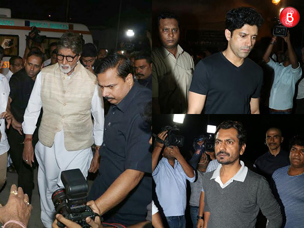 Amitabh Bachchan, Farhan Akhtar and Nawazuddin Siddiqui snapped at Om Puri's funeral