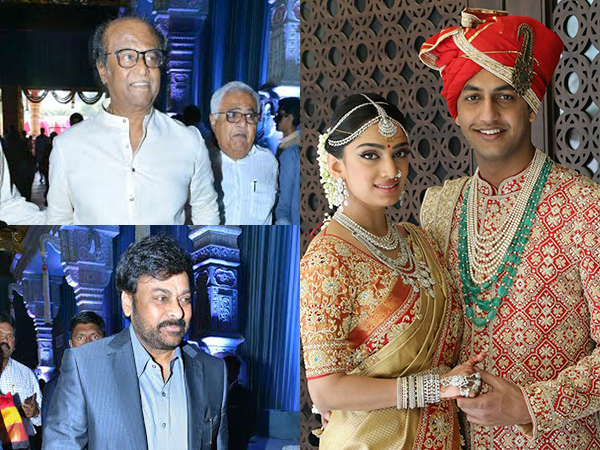 Rajinikanth, Chiranjeevi at Keshav Reddy and Veena Tera's wedding