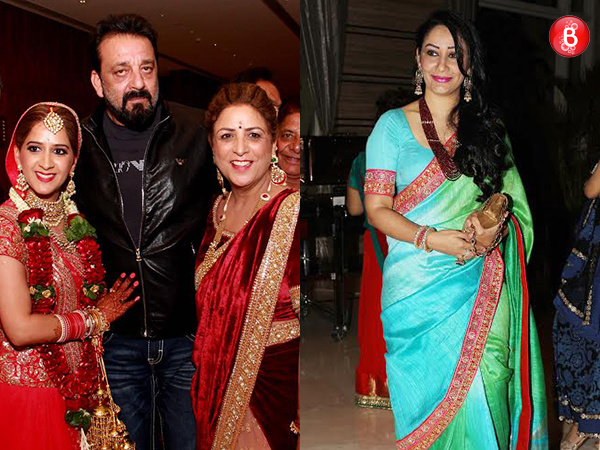 Sanjay Dutt and Maanayata Dutt are snapped attending a friend's wedding