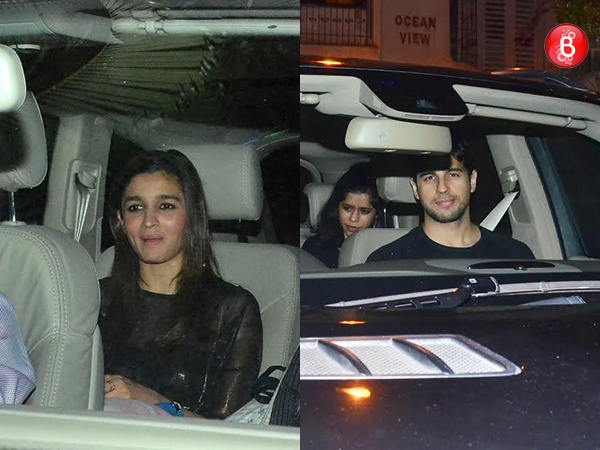 Sidharth Malhotra and Alia Bhatt arriving to celebrate former's birthday