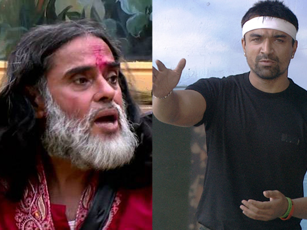 Watch: Ajaz Khan threatening to slap Swami Om for his ugly acts