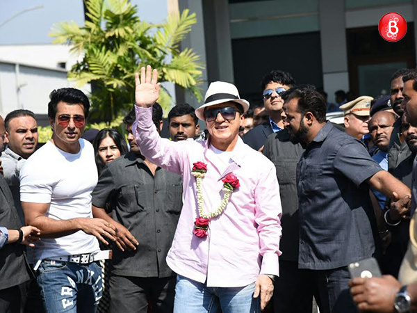 PICS: Jackie Chan arrives in Mumbai, gets a grand welcome from co-star Sonu Sood