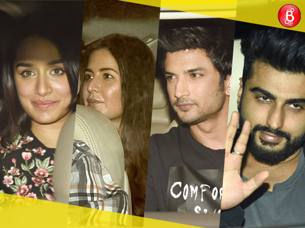 Sushant Singh Rajput, Katrina Kaif, Arjun Kapoor and Shraddha Kapoor are snapped at Karan Johar's residence