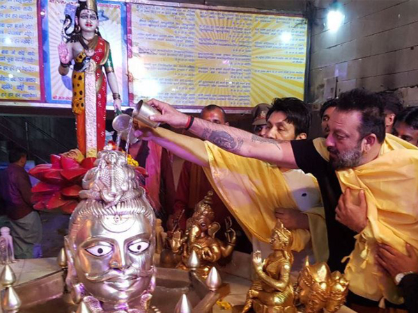 PICS: Sanjay Dutt and Shekhar Suman carry out puja at a temple in Agra on Mahashivratri