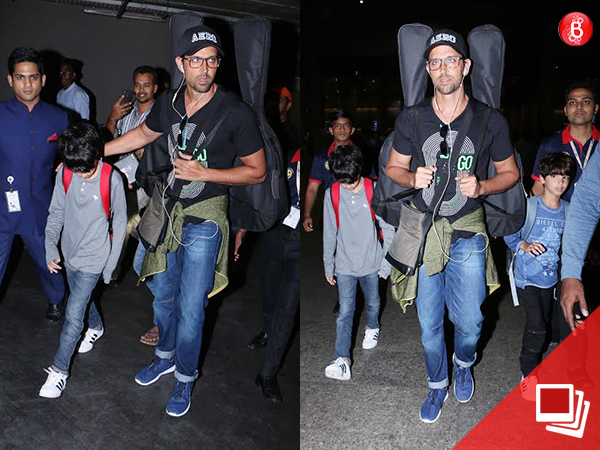 Hrithik Roshan snapped returning from Maldives with kids Hrehaan and Hridhaan Roshan