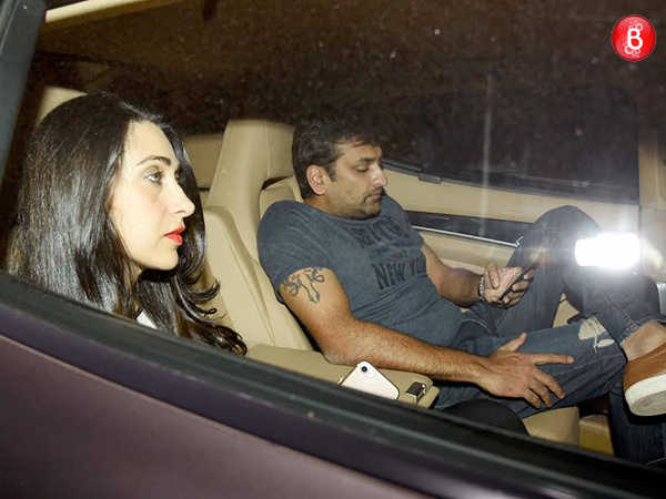 Karisma Kapoor and Sandeep Toshniwal are spotted outside Kareena Kapoor Khan's house