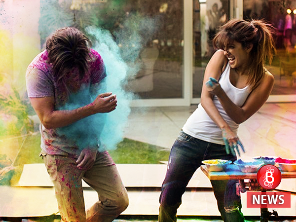 Priyanka Chopra playing holi in west