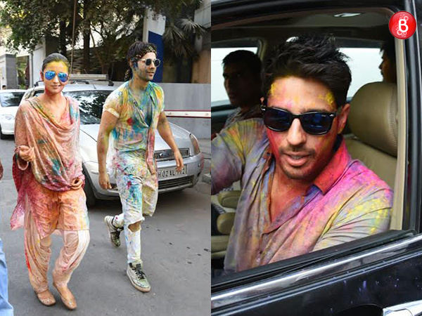 Sidharth Malhotra, Alia Bhatt and Varun Dhawan at Holi celebrations