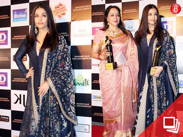 Aishwarya Rai Bachchan and Hema Malini at Dadasaheb Phalke Awards ceremony