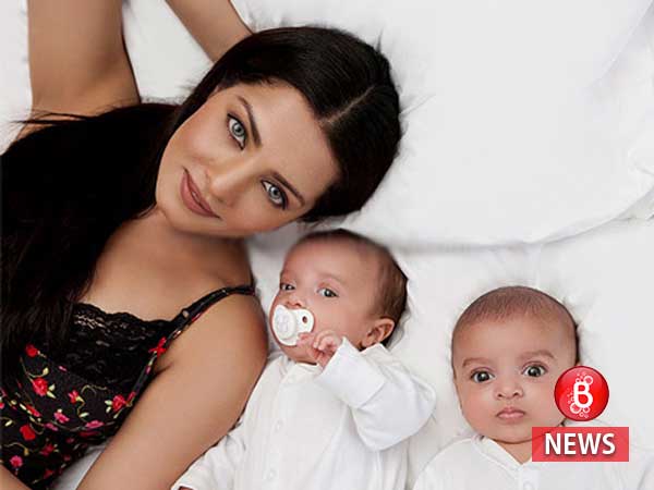 Celina Jaitly with twins