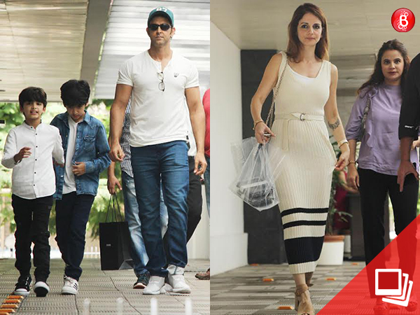 Hrithik Roshan and Sussanne Khan are snapped with kids after a lunch outing