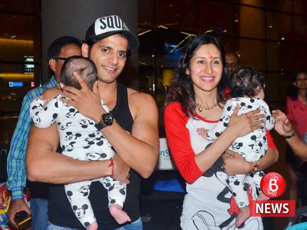 Karanvir Bohra and Teejay Sidhu with twins