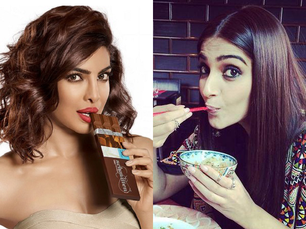 Priyanka Chopra and Sonam Kapoor eating