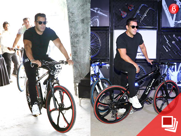 PICS: Salman Khan makes a grand entry on his Being Human e-cycle, at its launch