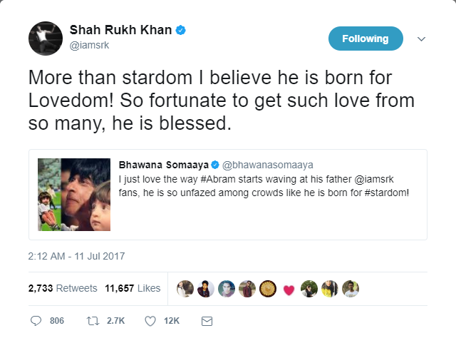 Shah Rukh Khan AbRam tweet