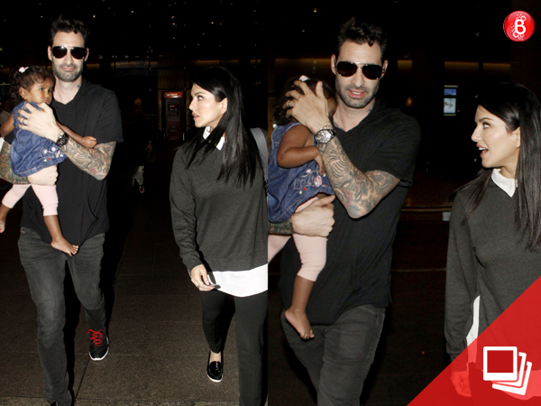 PICS: Sunny, Daniel and their baby daughter Nisha are back from their trip to Delhi