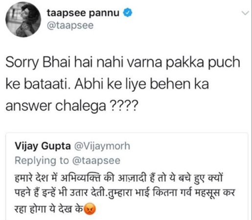 Taapsee has the most badass reply for the troll who has problem with ...