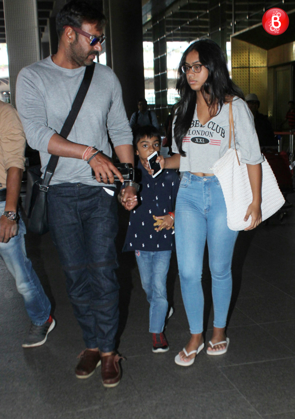 Ajay Devgn with Nysa and Yug