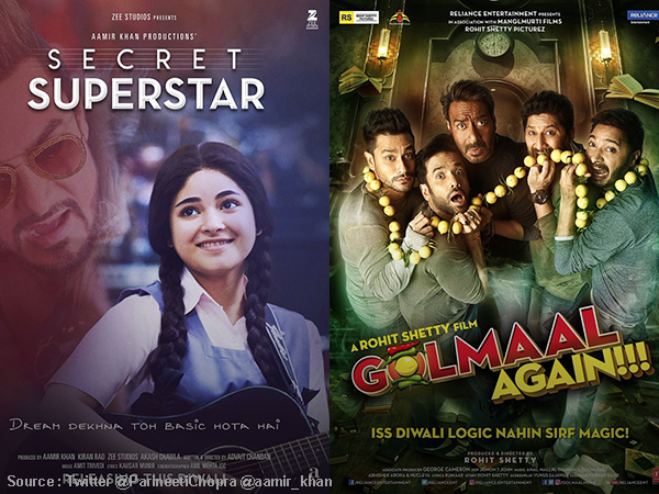 'Golmaal Again' has an excellent start at the box office, while 'Secret Superstar' is poor
