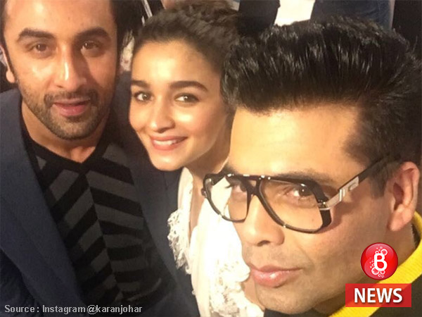 Karan Johar with Ranbir Kapoor and Alia Bhatt