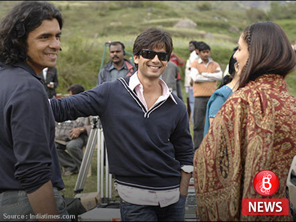 Shahid Kapoor, Kareena Kapoor Khan and Imtiaz Ali on the sets of 'Jab We Met'